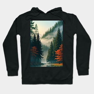 Misty PNW Woods with Pine Trees Hoodie